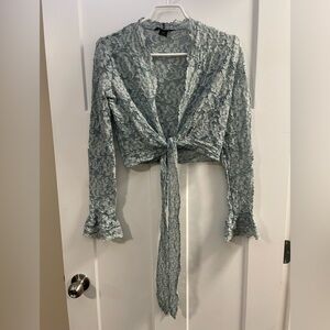 Moda International Blue Blouse Bell Sleeves